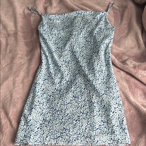 Floral Blue Spaghetti Strap Dress